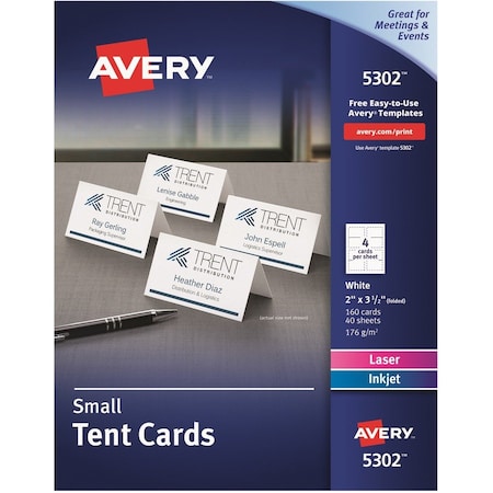 Avery Cards, Tent, Lsr/Inkj, 2.5X3.5 5PK AVE5302